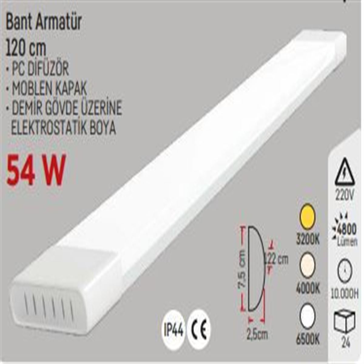 54W YATAY BANT ARAMTÜR 120 CM  3200K 1